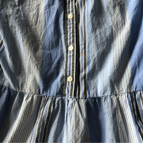 👛 (ANY 2/$35) GAP Unlined Blue-White Striped Tiered Shirt Dress - Picture 3 of 5